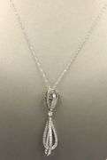 18kt White gold 1ctw pave diamond double knotted teardrop pendant on chain