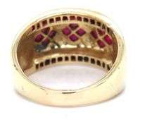 14kt Yellow gold ruby and diamond Lattice ring