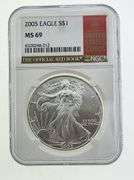 2005 American Silver Eagle, NGC MS69 "Red Book Label"