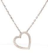14k White Gold Brushed open Heart Pendant on Chain