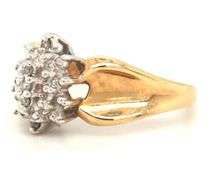 10kt Yellow gold diamond cluster ring