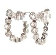 14kt White gold 0.50ctw bezel set diamond bar dangle earrings