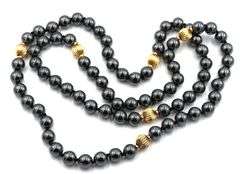 Pretty 14K YG and Hemitite Bead Necklace