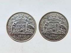 1940 & 1944-S Australia Silver Florin, UNC