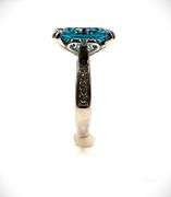 Dazzling 14 Kt White Gold Plate 6.5 Ct Simulated London Blue Topaz Ring