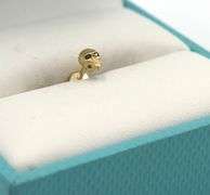 14kt Yellow gold tash black diamond eye matte skull threated stud earring