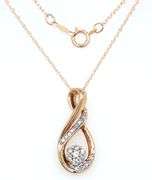 Set of 10kt Yellow gold diamond cluster teardrop pendant on chain and earrings