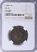 1818 Matron Head Large Cent N-10 NGC G-4 BN Early U.S. Copper Classic