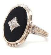 10kt White gold oval black onyx ring