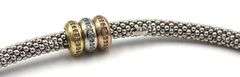 925 Sterling silver Tri color Mesh collar necklace with diamonds