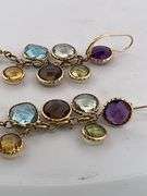 CERTIFIED 14K YELLOW GOLD DROP EARRINGS WITH MULTIPLE GEMSTONES
