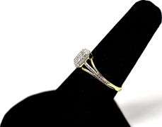 Sparkling 10K Yellow and White Gold Diamond Ring