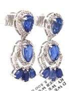 Sparkling 5.10CTW Kyanite & Diamond Dangle Earrings in Sterling Silver