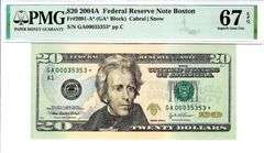 Superb Crisp $20 2004A Star Note Boston-Low Print Run PMG 67 EPQ!!