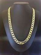 Huge 103.6 Gram 14 Kt Gold Plate Cuban Link Necklace