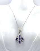 Charming 2.91CTW Oval Faceted Tanzanite and 0.15CTW Round faceted  Diamond Pendant Necklace