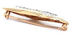 Modern 14K YG and Diamond Brooch