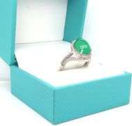 Sensational 4.50CTS Oval Cabochon-Cut Jade & 0.47CTW Diamond Ring in Sterling Silver