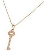 Tiffany & Co. 0.15ctw Diamond Vintage Oval Key Pendant Necklace in 18K