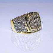 Men's Bold 14 Kt Gold Plate 7.25 Cttw Lab Simulated Diamond Ring