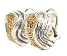 925 Sterling silver two tone open art Filigree shrimp earrings