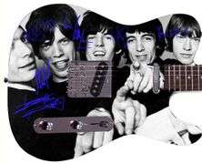 The Rolling Stones Autographed Facsimile Signed Custom Graphics Guitar