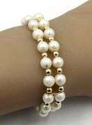 6.5-7mm pearl and gold bead 2 row bracelet