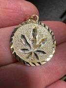 10k Yellow Gold Marijuana Pot Leaf Pendant