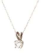 14kt White gold 0.30ct diamond solitaire pendant on chain