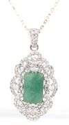 Amazing 4.50CTS Emerald Cut Natural Emerald cut emerald & Sapphire Pendant Necklace in Sterling Silv