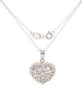14kt White gold 1ctw Pave halo diamond heart shaped pendant on chain