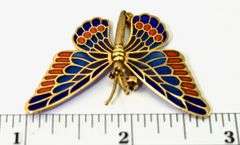 Enchanting 18K Plique a Jour Butterfly Brooch