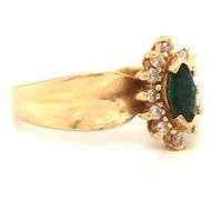 Estate 14K YG Marquise Emerald Ring
