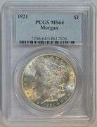 1921 Morgan Silver Dollar $1 in PCGS Holder MS64