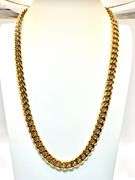 Huge 147.8 Gram Yellow 14 Kt Gold Plate Cuban Curb Link Necklace