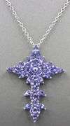 925 Sterling silver Tanzanite cross pendant on chain