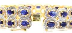 Amazing Brand New European 18.00CTW Oval Cabochon-Cut Blue Sapphire & 5.00CTW Diamond Bracelet in 14