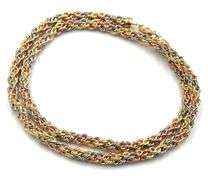 14kt Tri color gold rope chain necklace