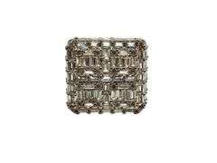 Mens 14 K White Gold Plate Dynamic 6.75 Cttw CZ ring