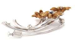 Sweet 18K W&Y Gold Floral Brooch with Stones