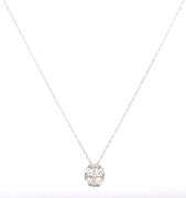 14kt White gold 0.40ctw diamond cluster oval shaped pendant on chain