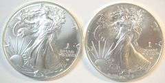 2 Pristine Superb Gem BU 2025-W $1 American Silver Eagles