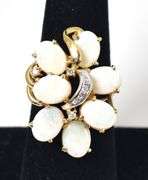 Beautiful 14K Yellow Gold Opal Gemstone Ring with Diamond Accents