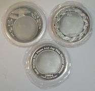 3 Diff. 1 Troy Oz pure .999 fine Silver Christmas medallions in plastic