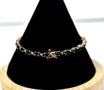 Elegant 14K Yellow Gold Blue Sapphire Gemstone Bracelet