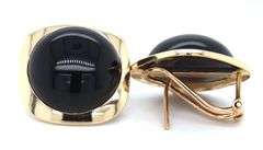 14kt Yellow gold black onyx in cushion frame omega backs earrings