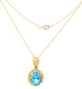 Attractive 14K YG Blue Topaz Pendant on a Necklace