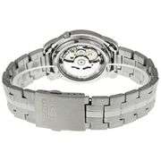 Seiko Men’s Automatic Stainless Steel Watch – Silver Dial, Transparent Case Back, Day-Date Display