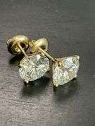 BRAND NEW 2.00 CARATS LAB GROWN DIAMOND STUDS. 14K YELLOW GOLD