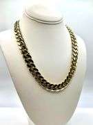 Huge Yellow Gold Plate Cuban Curb Chain Link Necklace